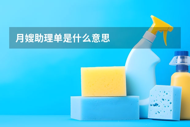 月嫂助理单是什么意思